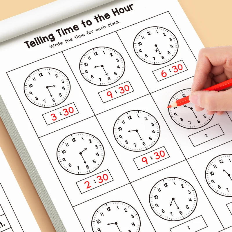 Telling Time Workbook for Kids | 32 Pages Learn to Tell Time Activity Book | Practice Clocks for Preschool & Kindergarten