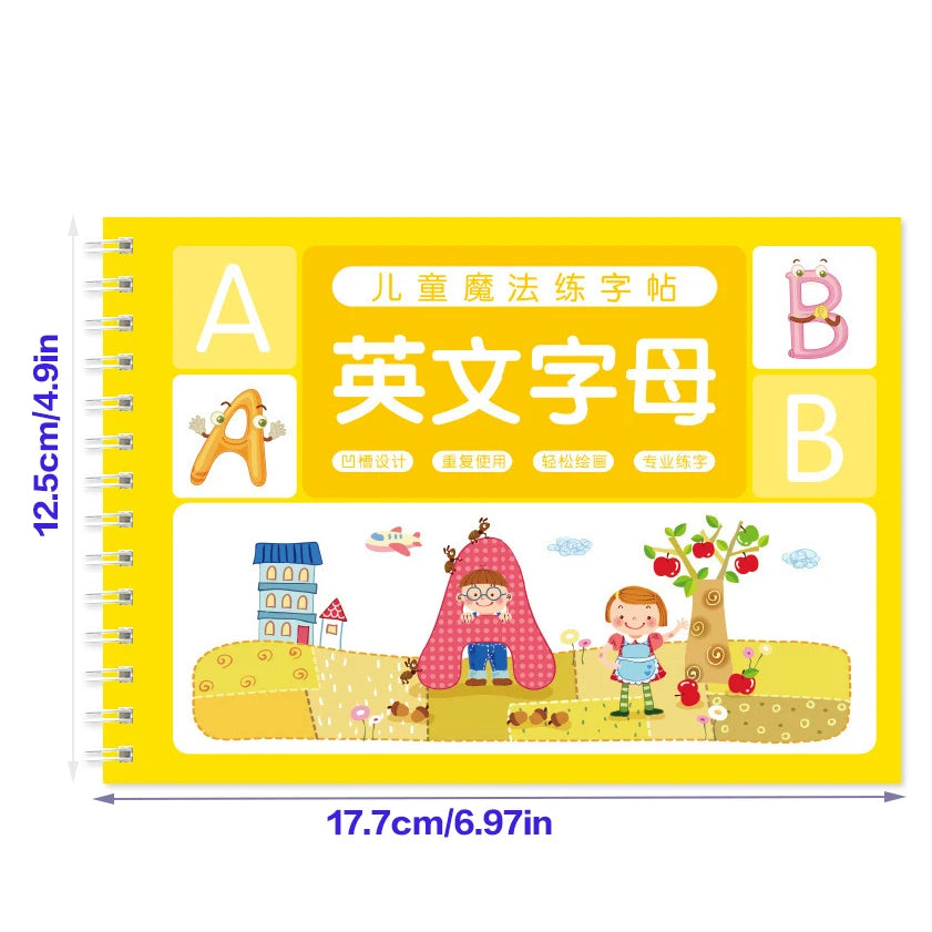 Reusable Children 3D Copybook For Calligraphy Numbers Handwriting Copybooks Learning Math Writing Practice Book For Kids