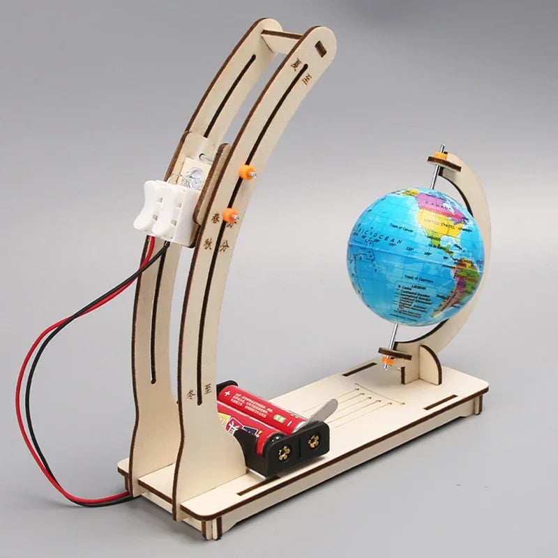 DIY Earth Model Day Night Cycle Science Kit STEM Educational Globe Toy for Kids Classroom Physics Learning Wooden Handmade Toys