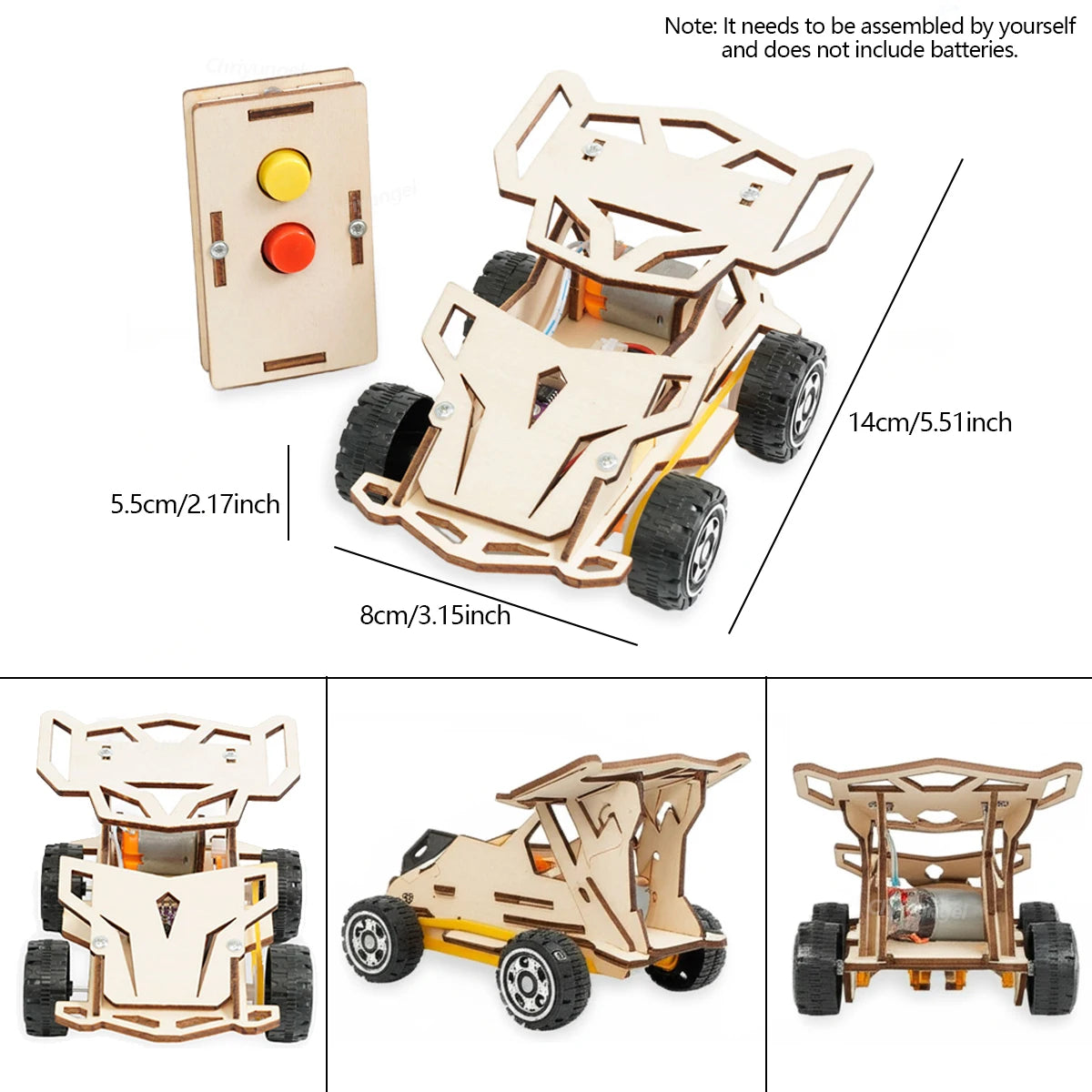 DIY Wooden Remote Control Car Wooden Four Wheel Drive Racing Assembling Science Experiment Kits KIDS STEM Educational Toy