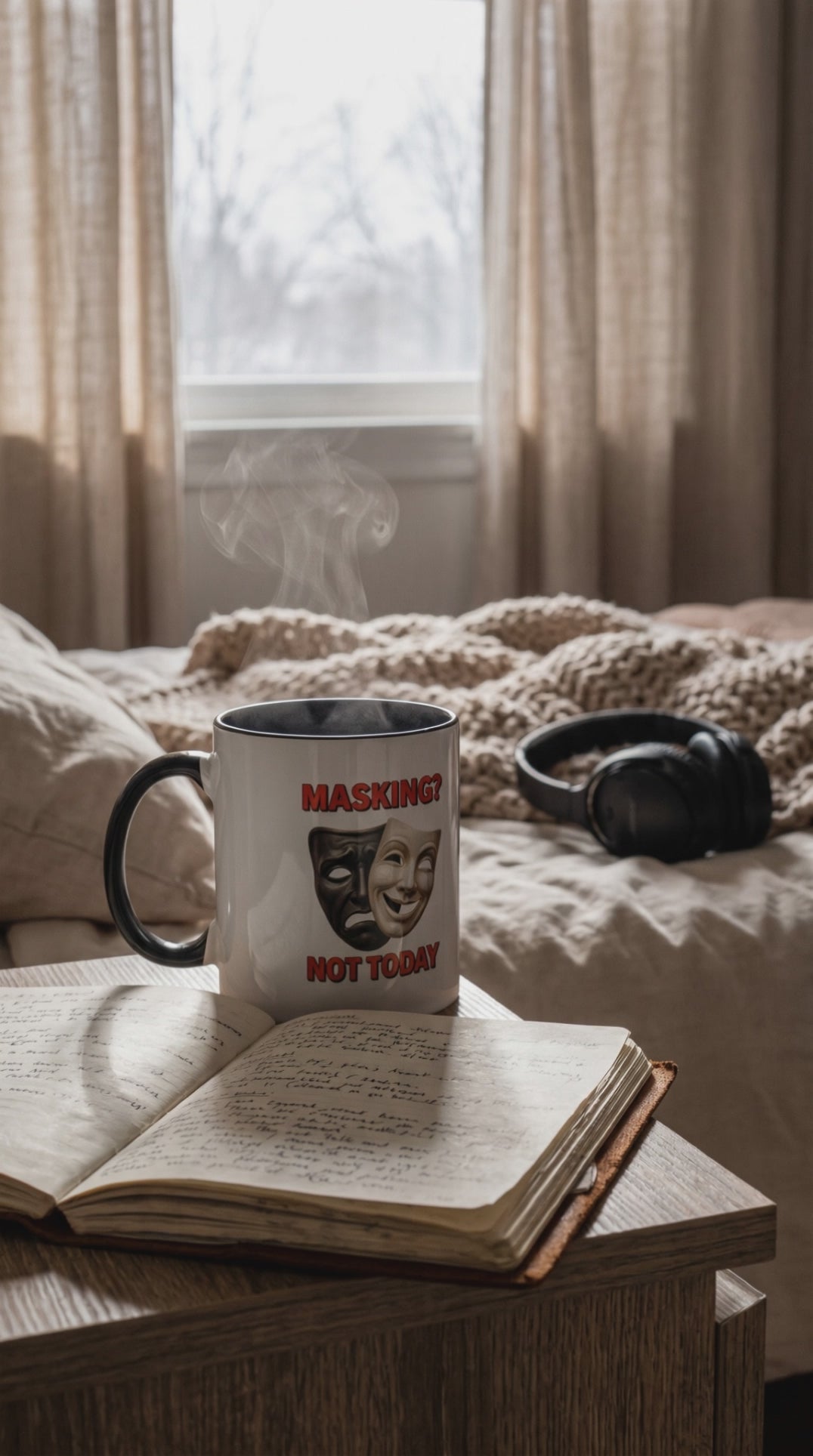 Load video: Masking Not Today Two-Tone Mug (11oz) – Neurodiversity &amp; Mental Health Mug
